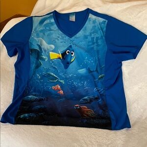 Gently Loved Blue Finding Dory Graphic Scrub Top